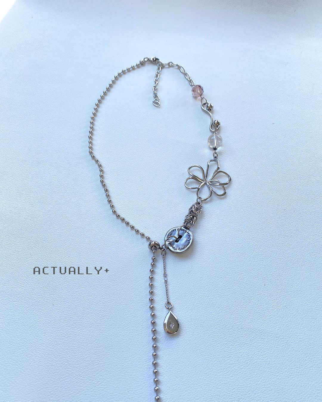 Actually 其實飾 | No.200 夏夜生花 | 手作 Y2K ins 垂墜感 抽拉繩 串珠項鍊 長項鍊 禮物