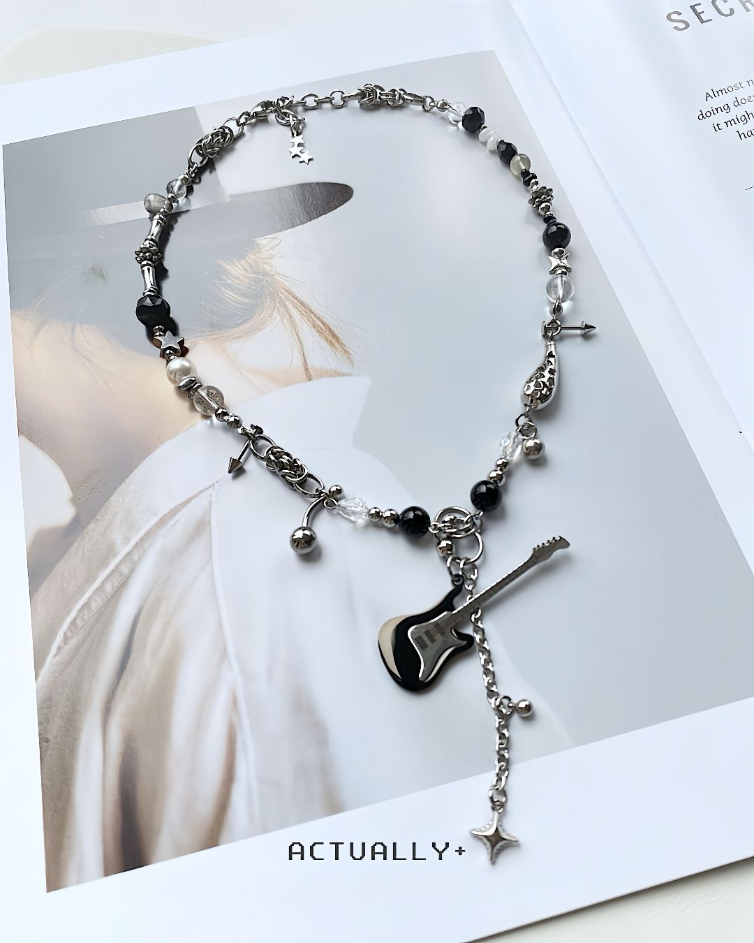 Actually 其實飾｜No.202 搖滾星塵｜手作 日系 個性 吉他 搖滾 項鍊 禮物