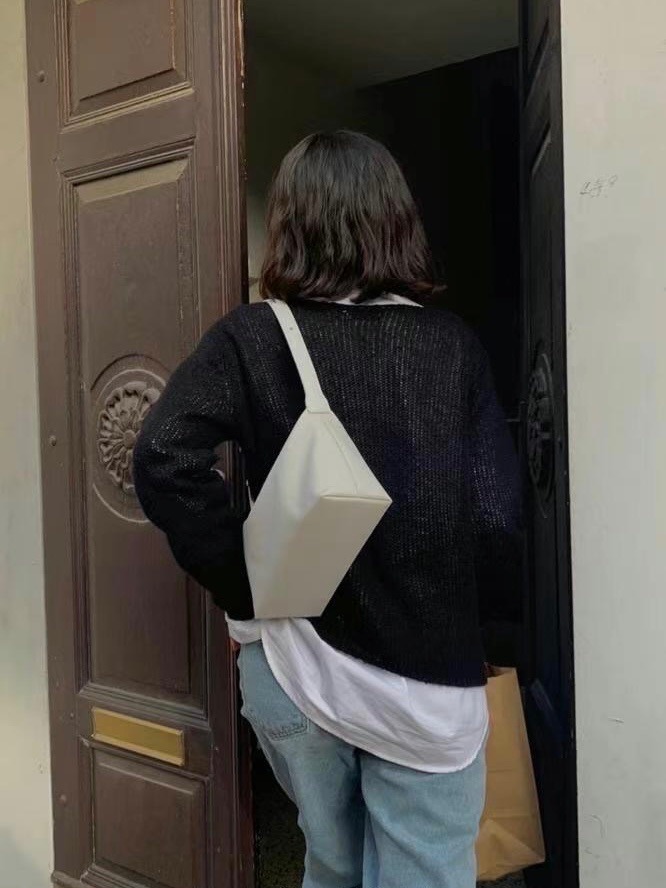 dearni-Are bag輕量牛皮背帶尼龍方包 肩背包 斜背包 腋下包