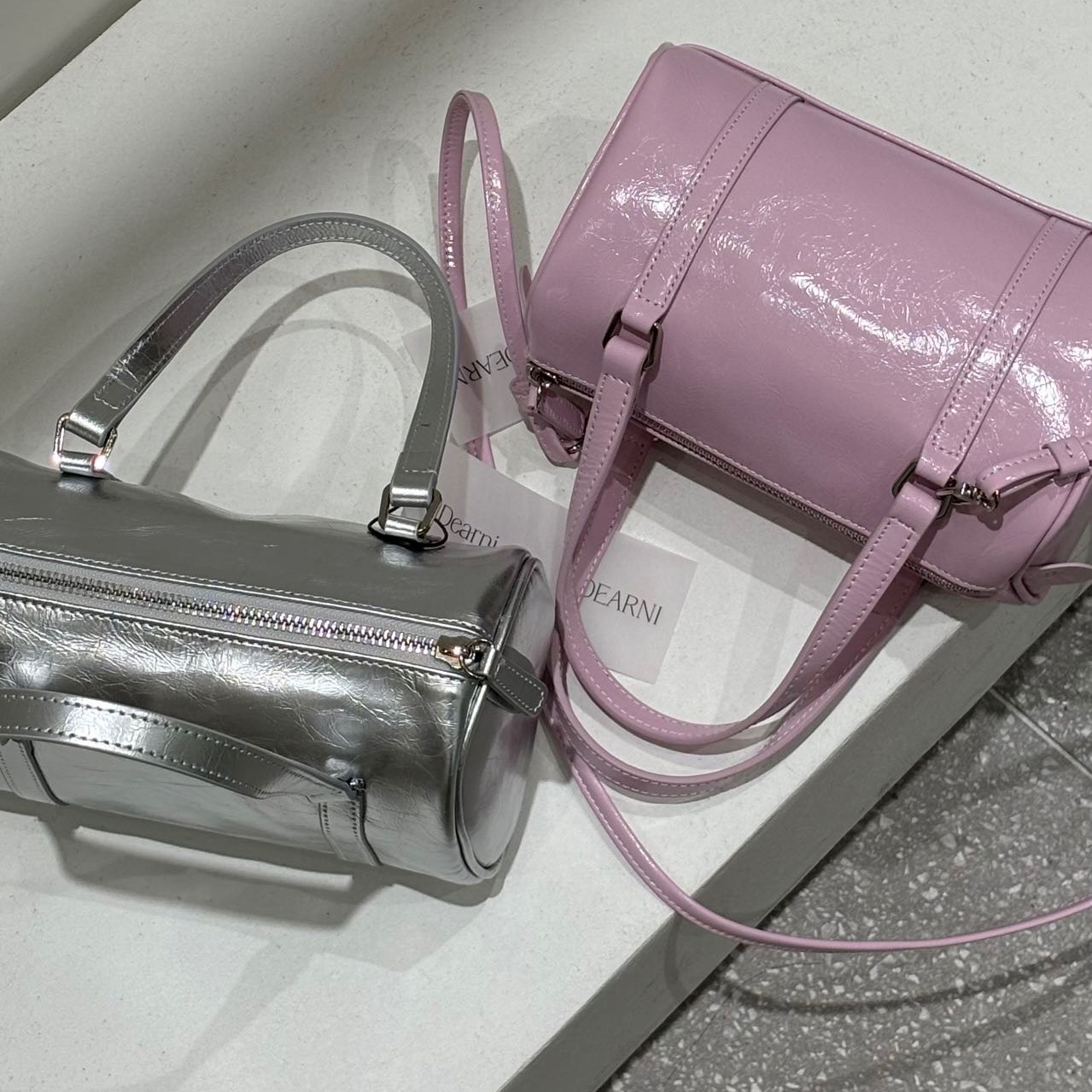 dearni韓國設計師品牌代購－200%牛皮crack round bag水桶包 手提包 肩背包