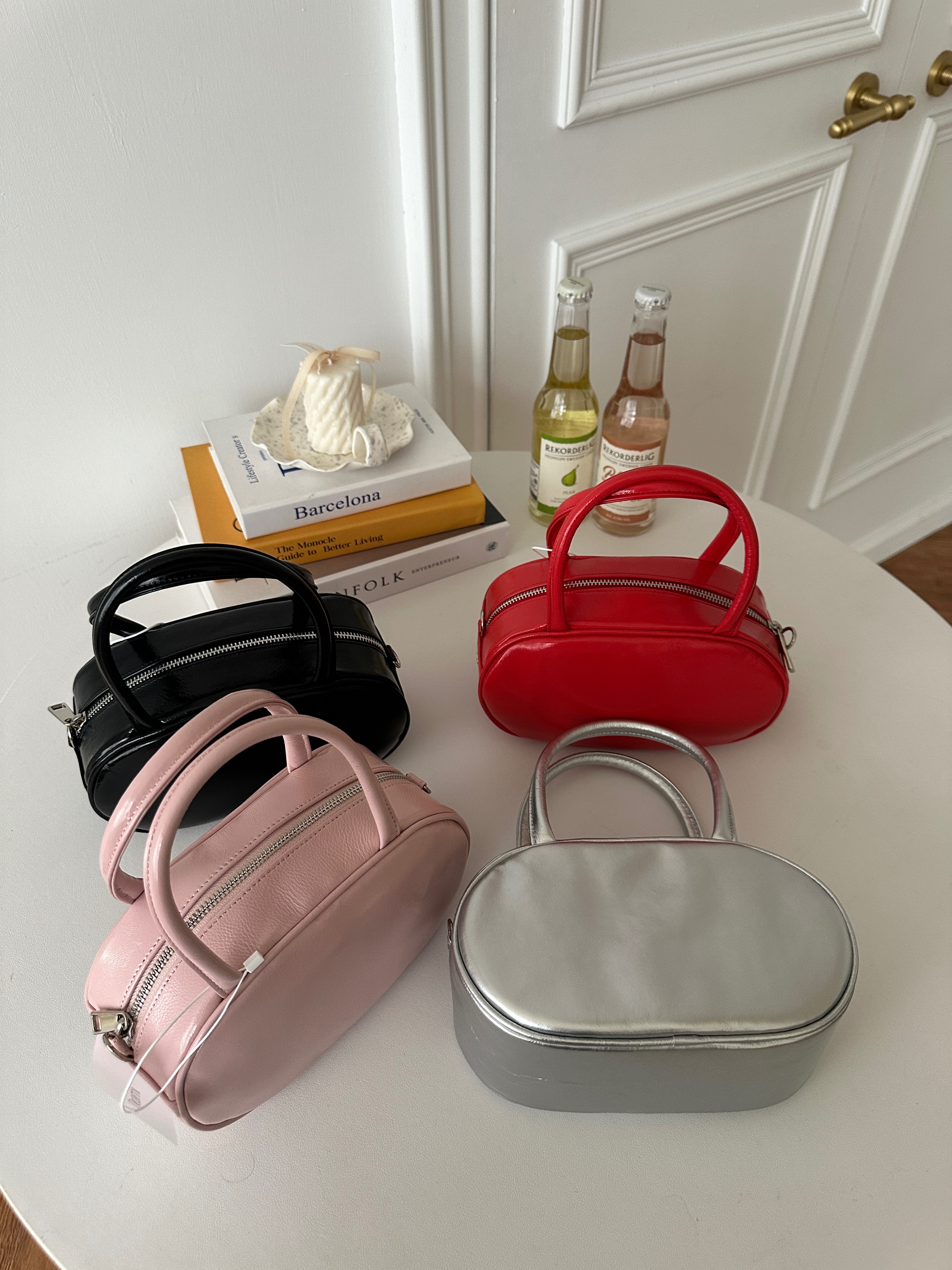 dearni韓國設計師品牌代購－200%牛皮round tote bag橢圓手提包 肩背包 斜背包