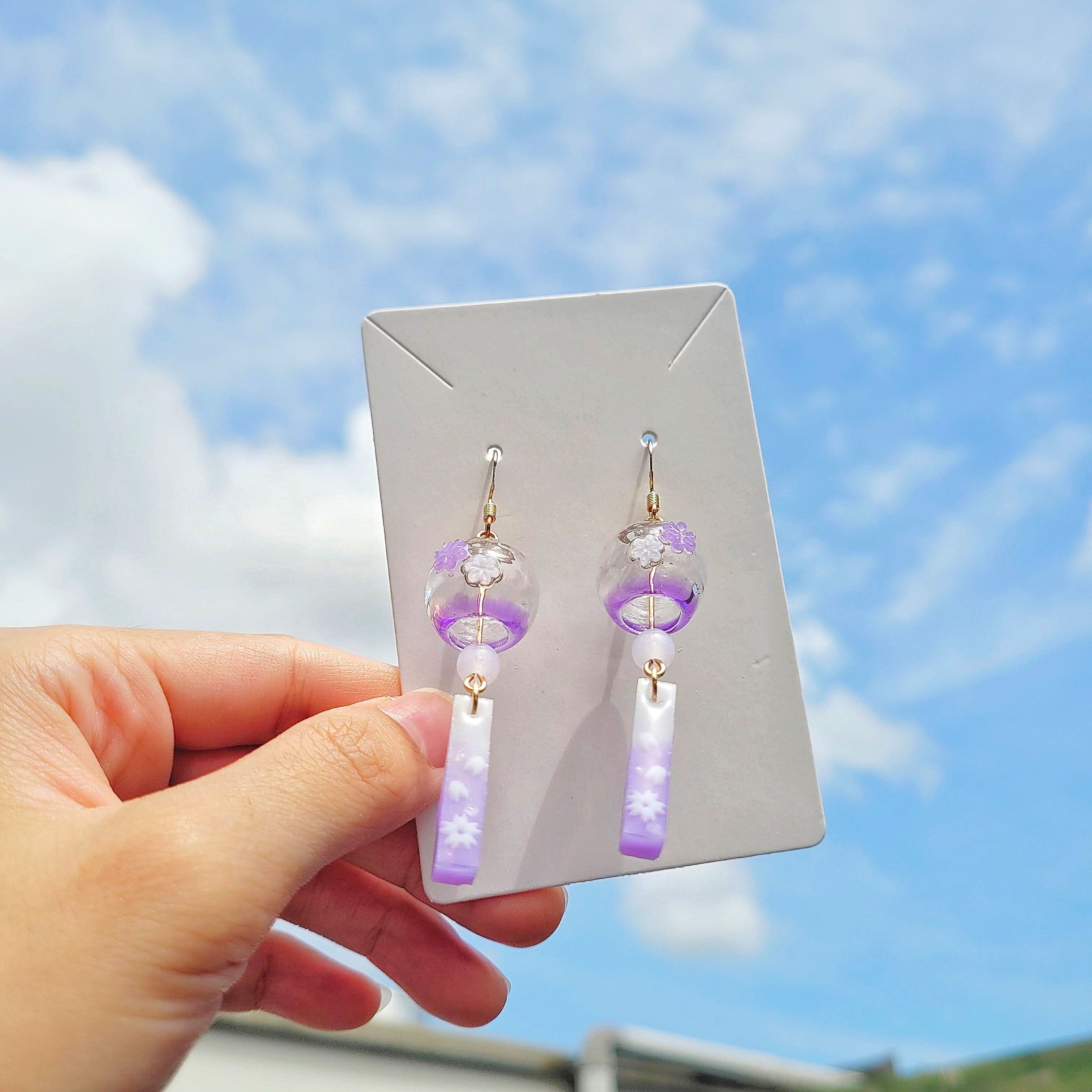 紫色櫻花風鈴耳環