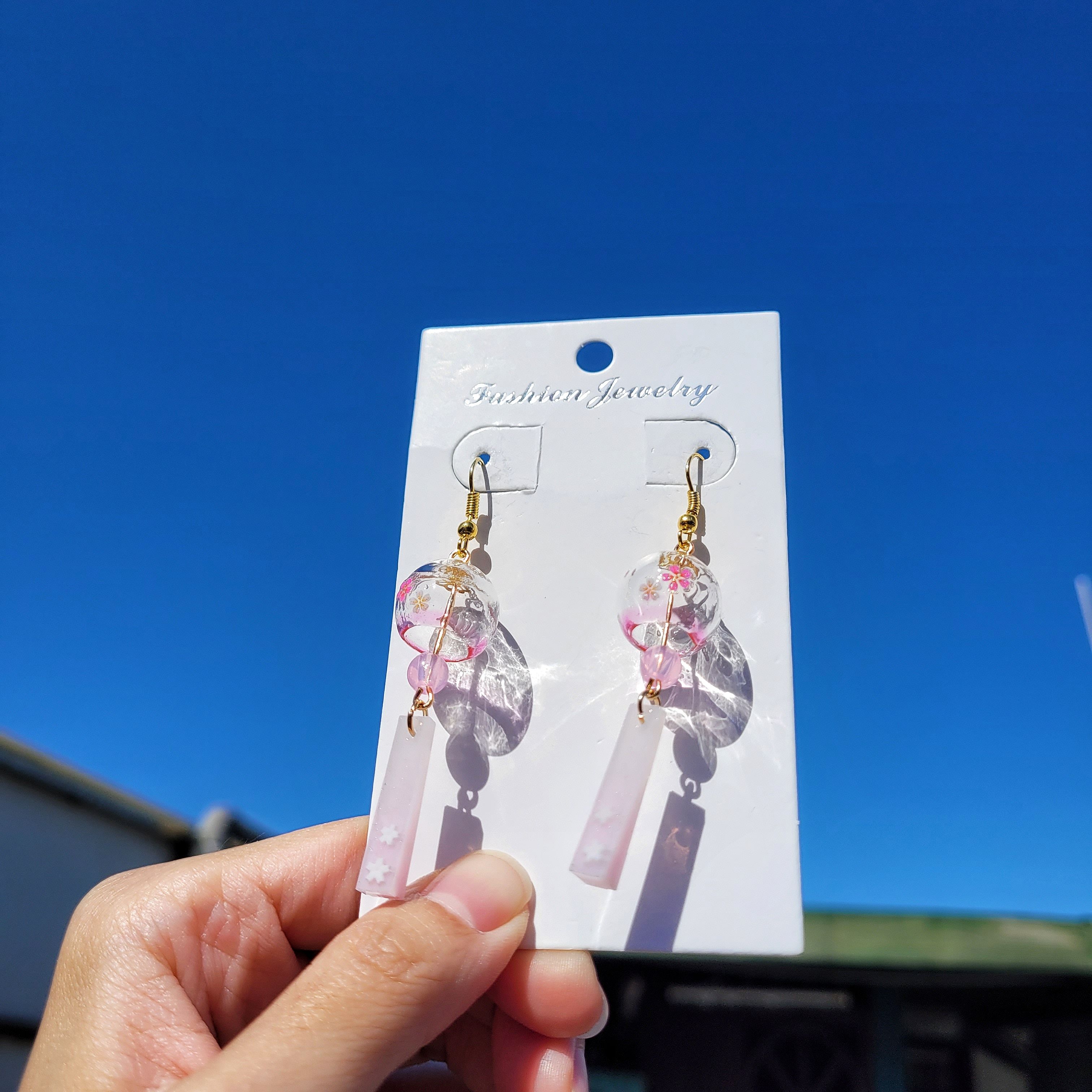粉色櫻花風鈴耳環