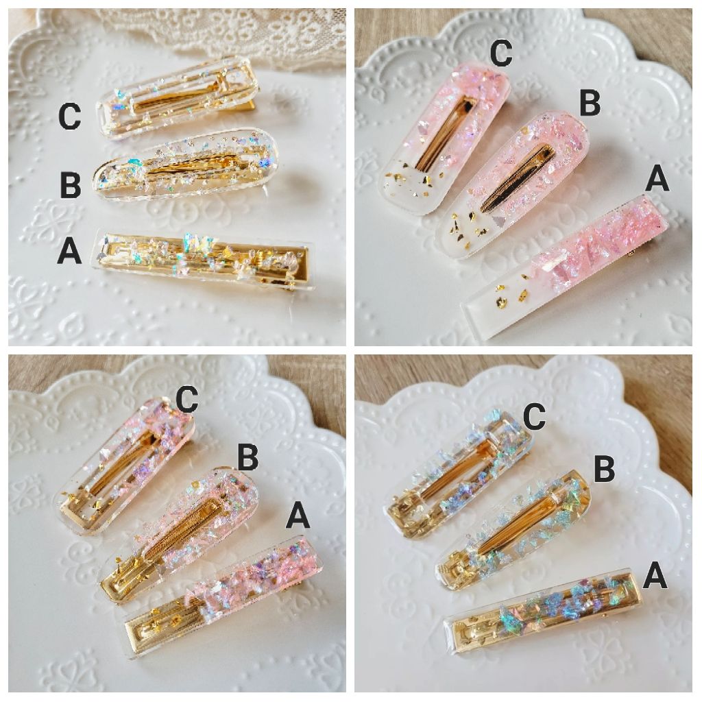 多款髮夾【透明玫瑰金】【貝殼粉】【貝殼藍】【白粉】