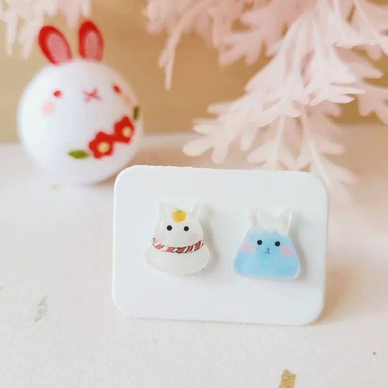 鏡餅兔＆富士山兔 耳環