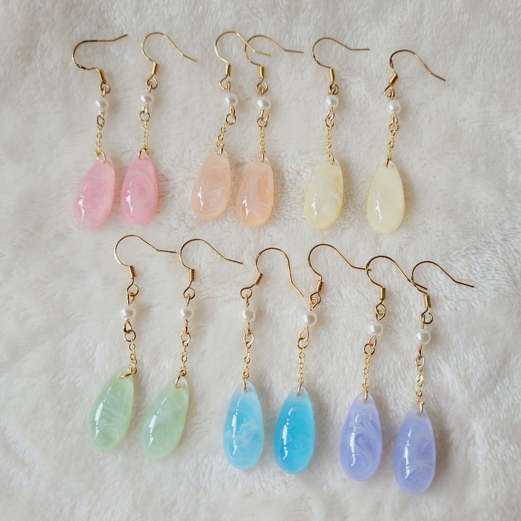 馬卡龍水滴耳環