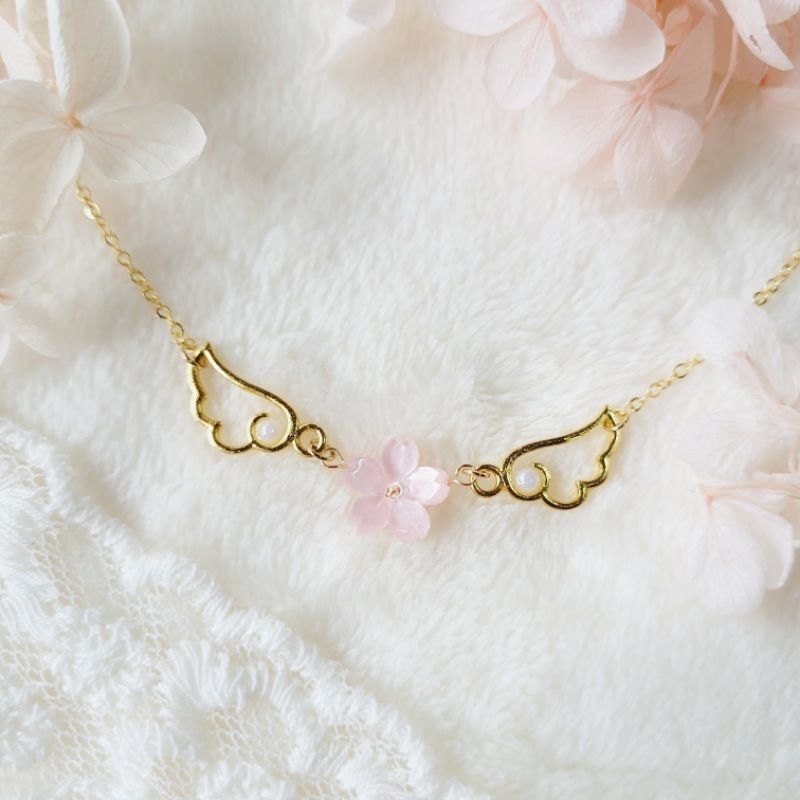 櫻花翅膀項鍊