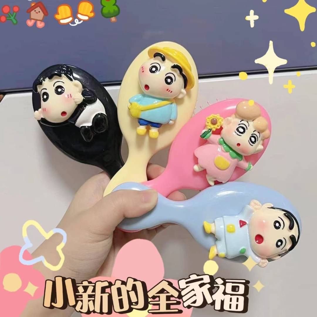 #生活用品 #小物 #蠟筆小新  卡通蠟筆小新氣囊梳子 便攜二合一摺疊梳