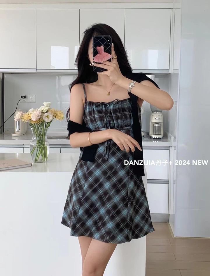 客訂 格子小洋裝/背心/法棍包