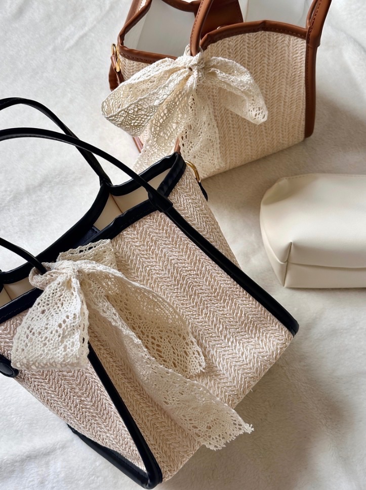 🏝️蕾絲午茶編織包｜附收納小包