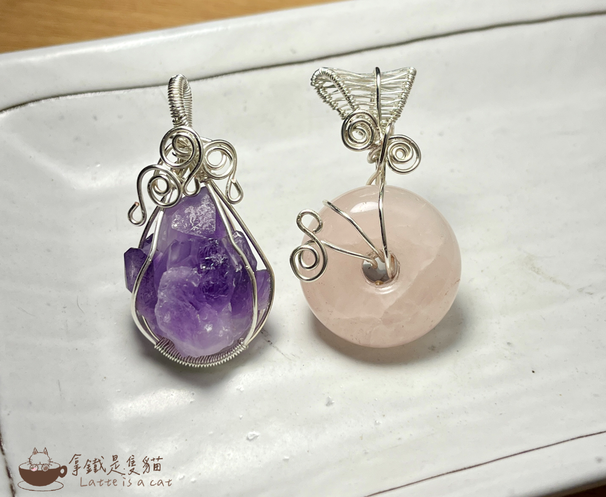 銅線繞水晶｜紫水晶｜紫晶｜原礦｜項鍊｜吊墜｜墜頭｜鍊條｜純天然手晶｜純手工