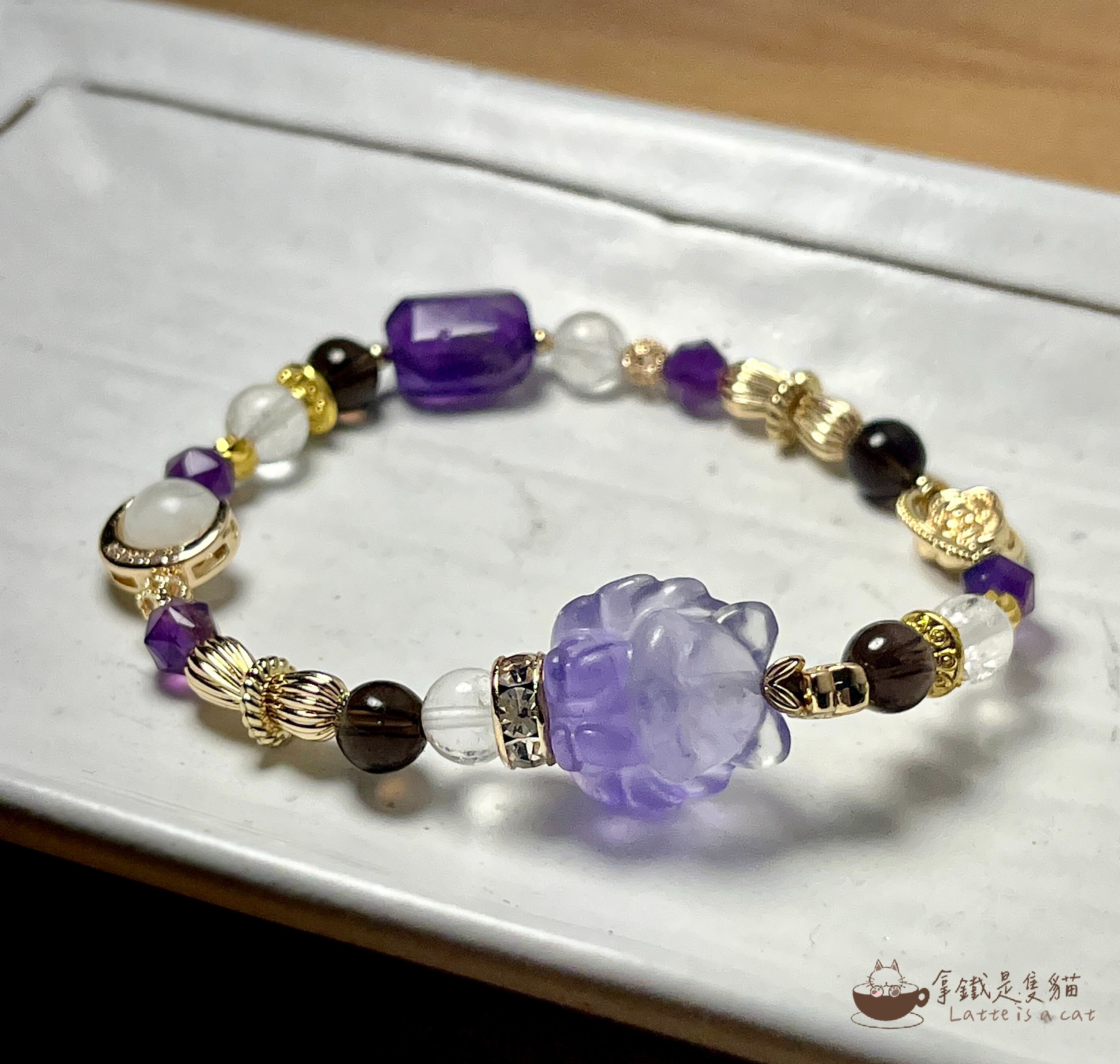 【拿鐵是隻貓 Latte is a cat】九尾之后👑｜紫水晶｜茶晶｜螢石｜白水晶｜手鏈｜手串｜耳環｜項鍊｜純天然水晶