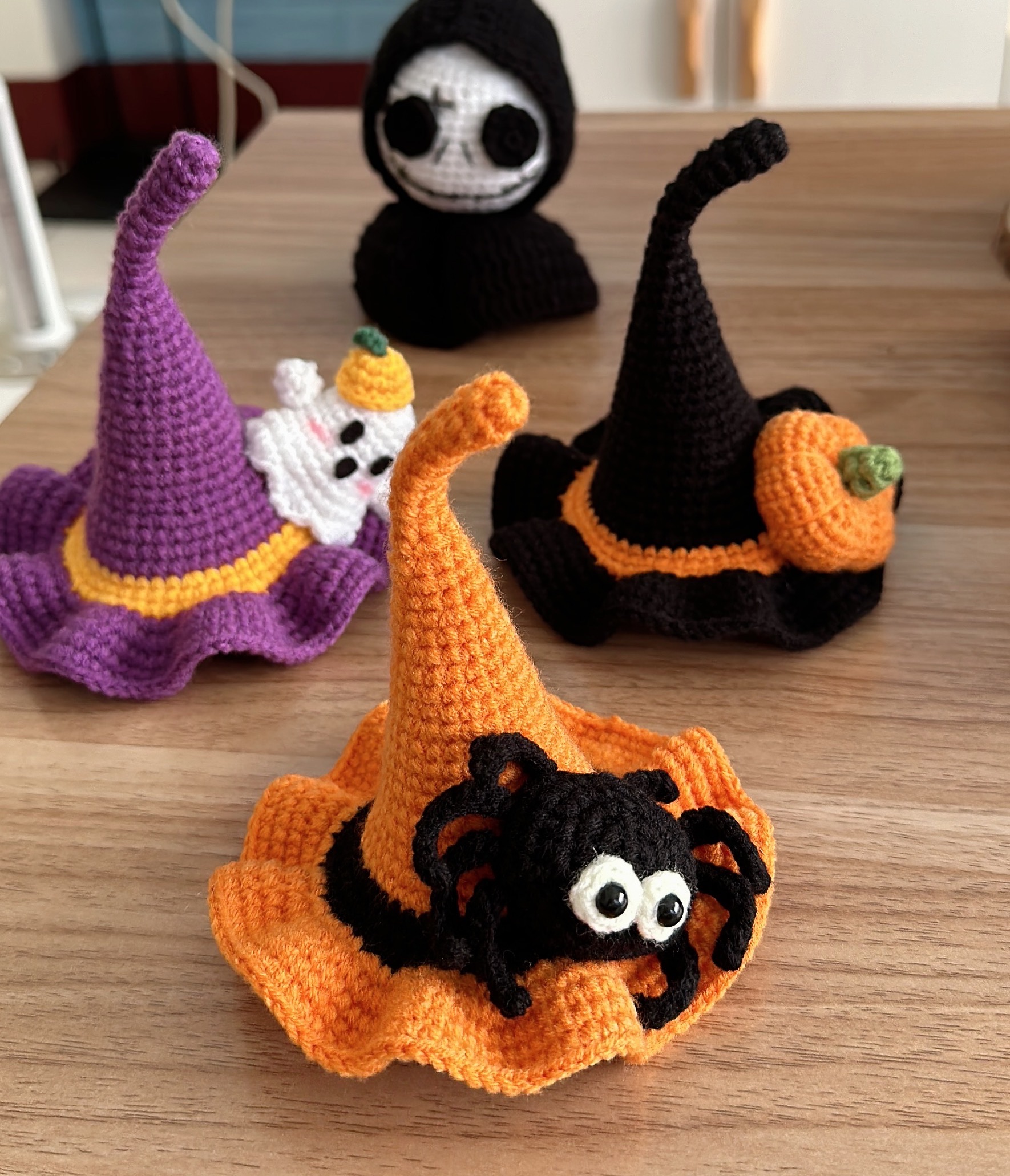 萬聖節髮夾/萬聖節毛線編織髮飾/南瓜髮夾/小幽靈髮夾/蜘蛛髮夾