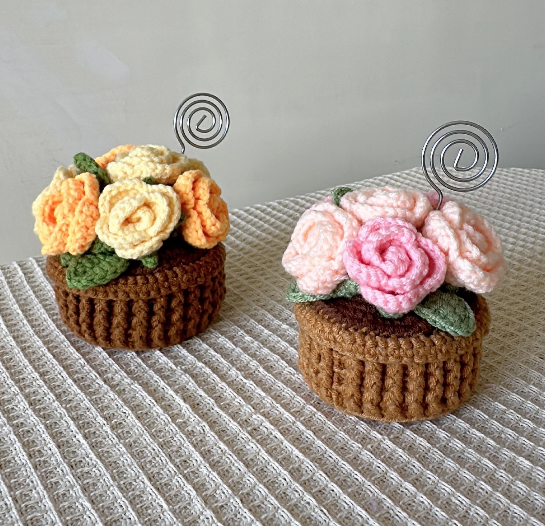 小玫瑰盆栽便簽夾