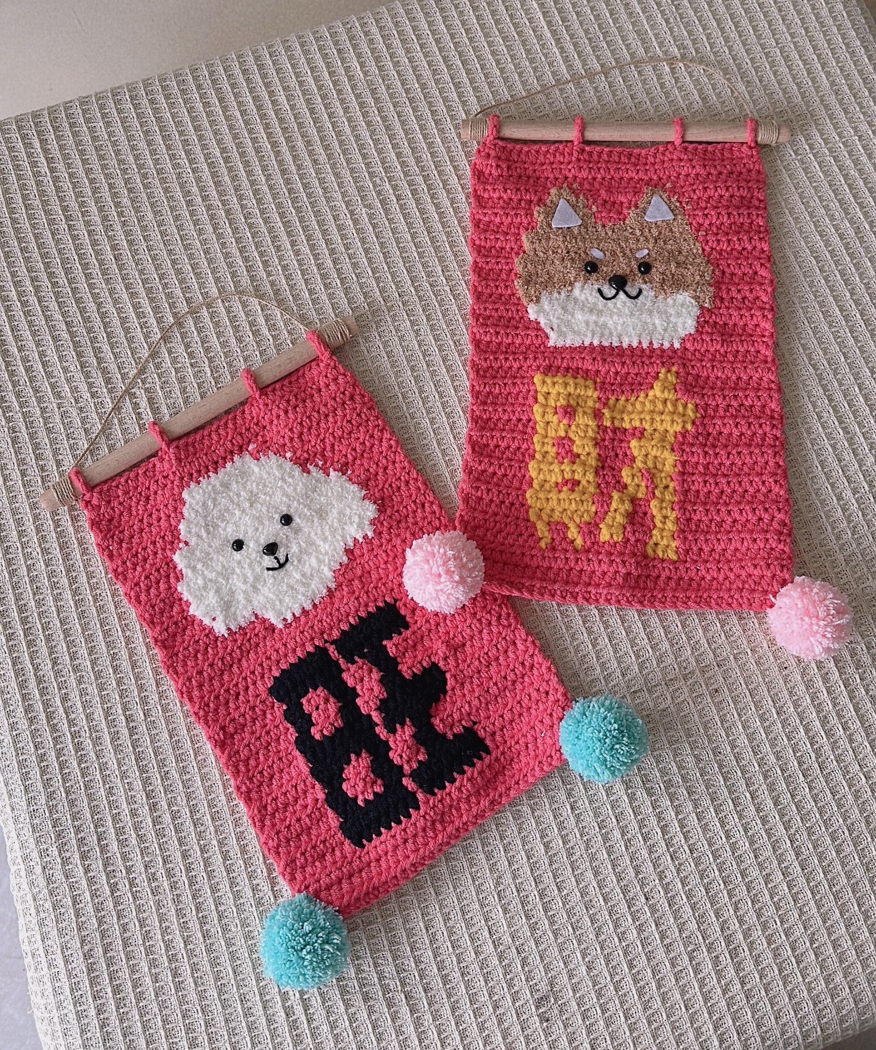 旺財掛畫/毛線掛畫/狗狗掛畫