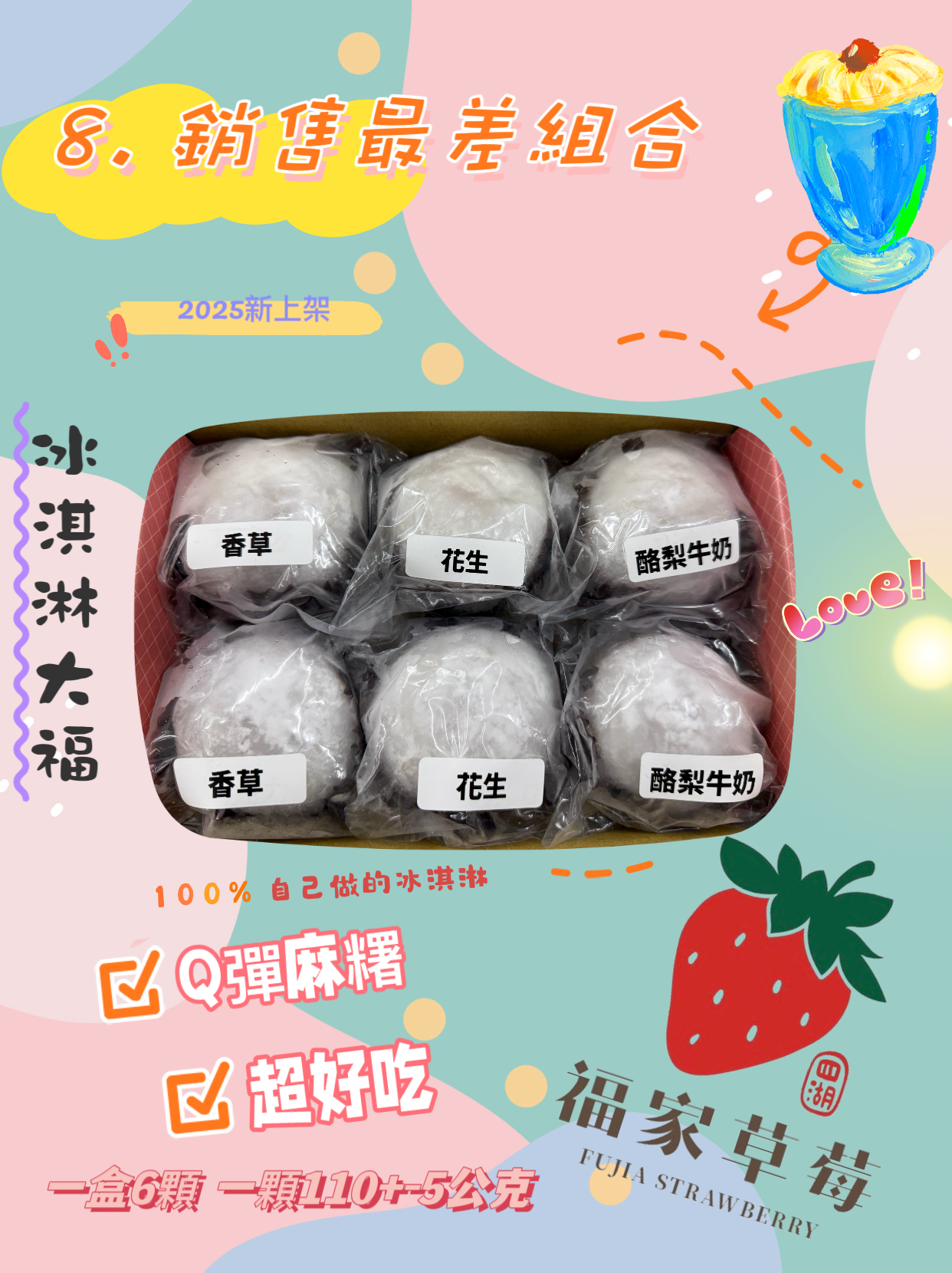 （8）【銷售最差組合】內容物：香草*2、花生*2、酪梨牛奶*2