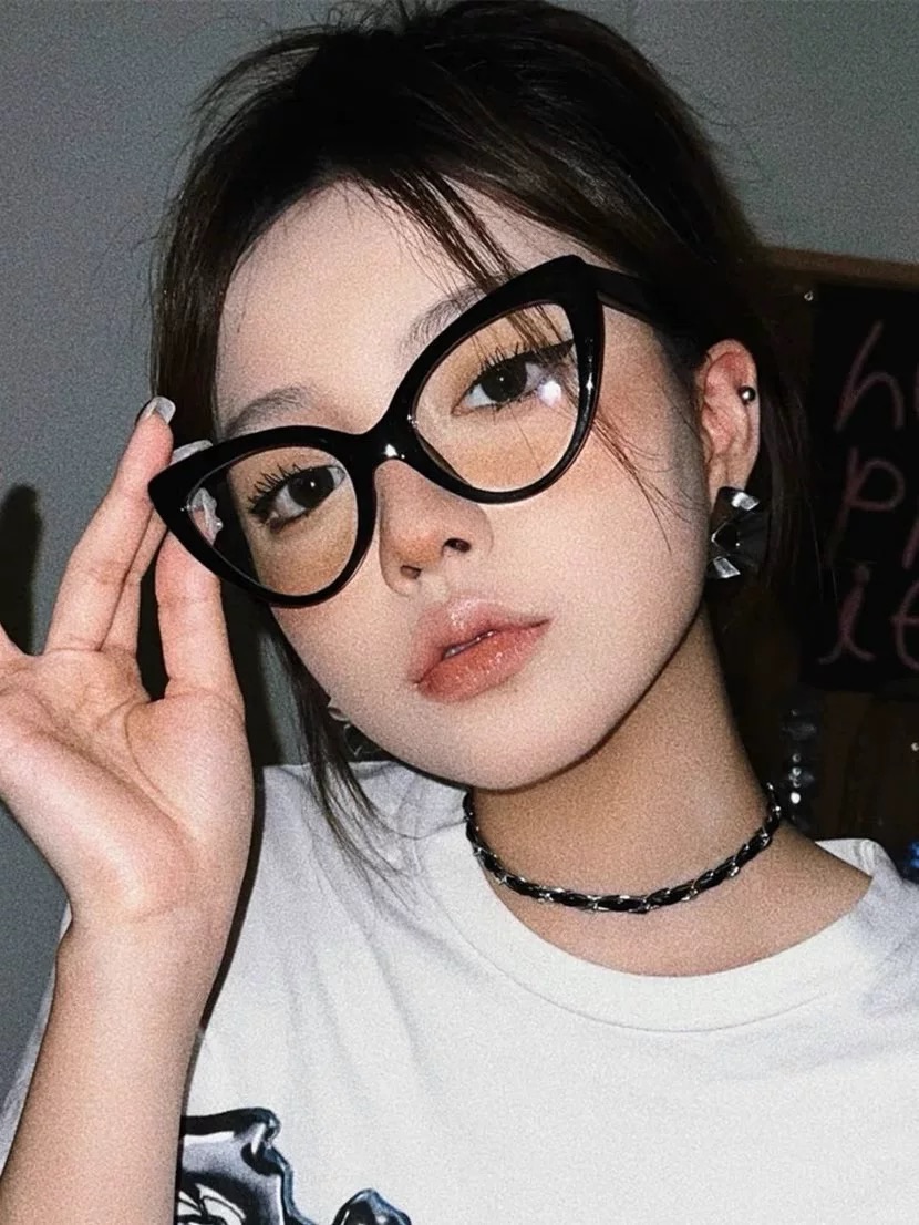 貓眼黑框素顏神器眼鏡可配度數