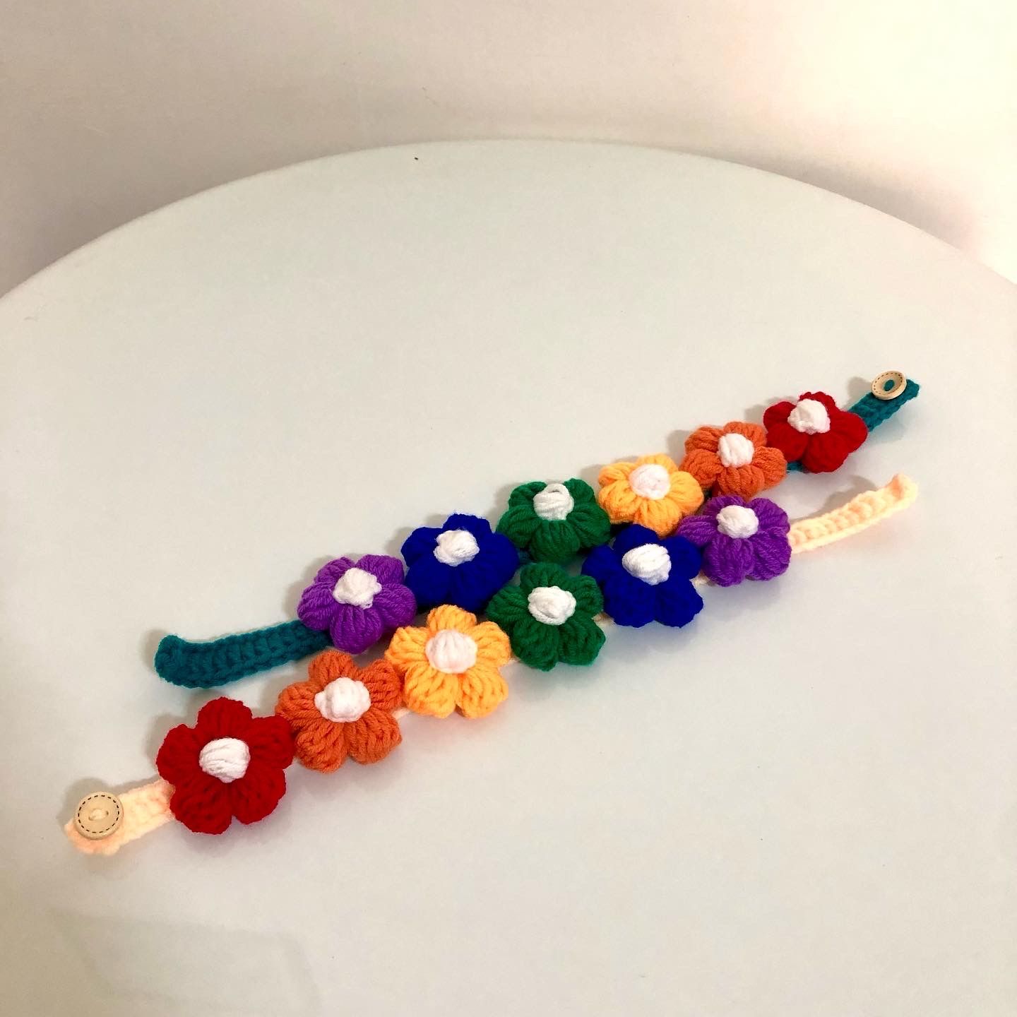 香菇菇手作｜針織寵物領巾 編織寵物領巾 小花寵物領巾 花花寵物領巾 寵物項圈 扣子款