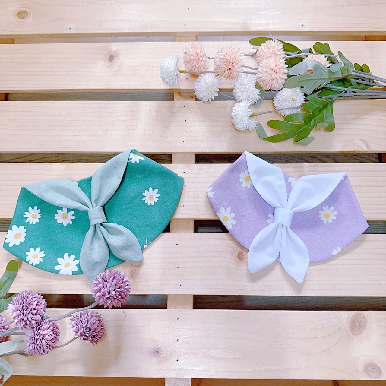 花漾雛菊蝴蝶結寵物領巾