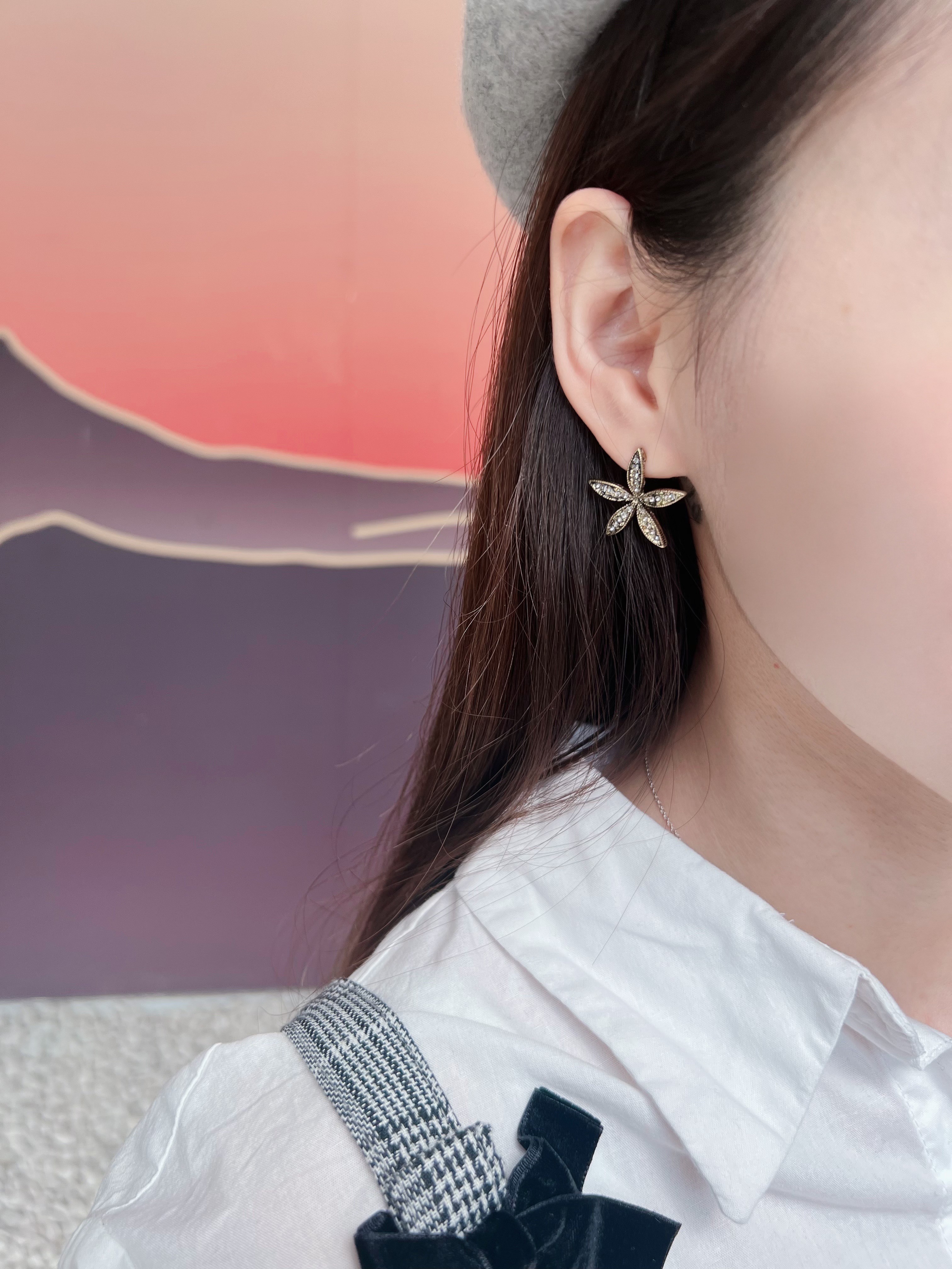 全新 韓國飾品 典雅仿舊花花耳環