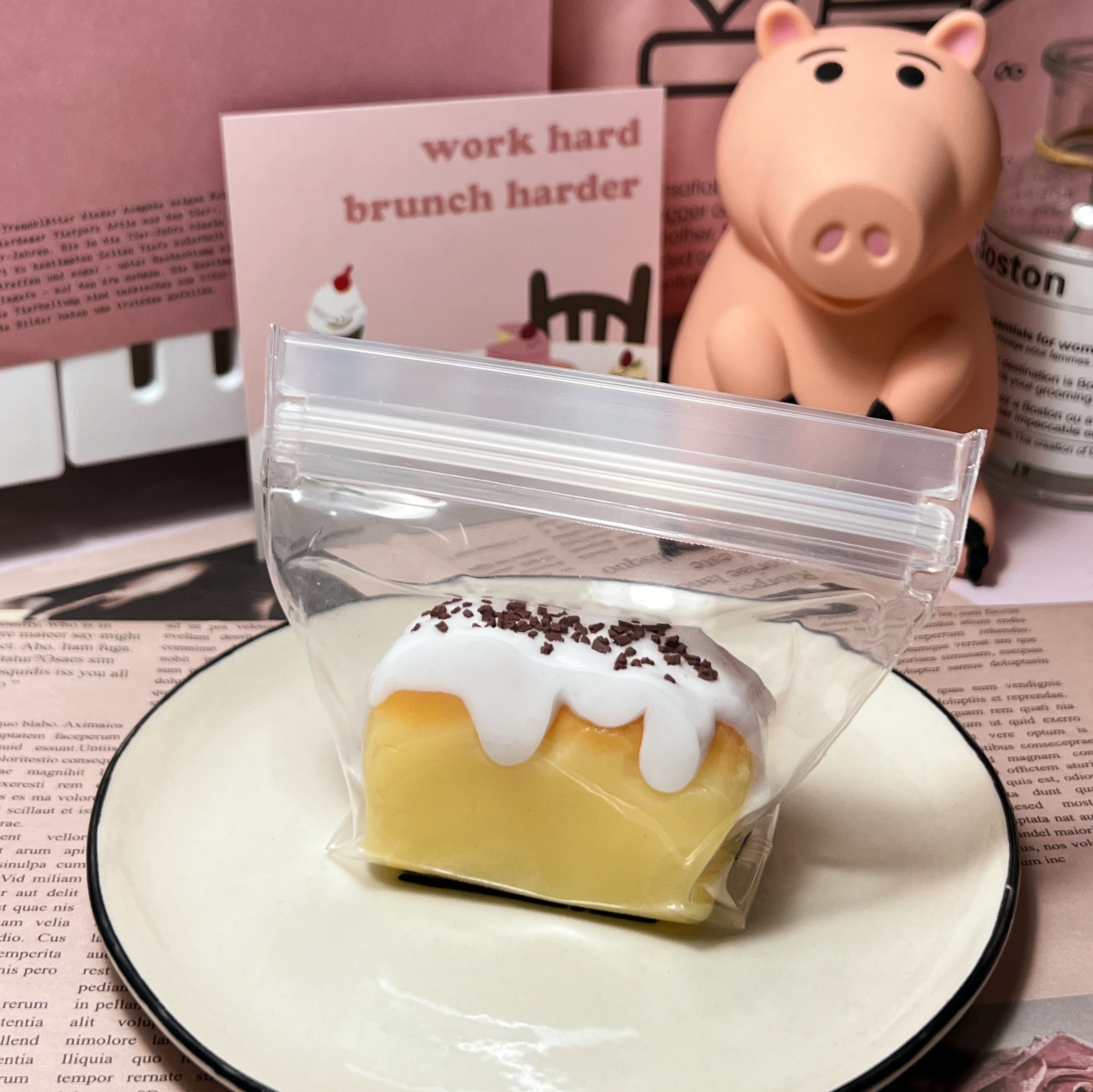 ฅ 艾蜜莉的遊樂園 ฅ 奶油二連麵包 硅膠 矽膠捏捏 食物捏捏