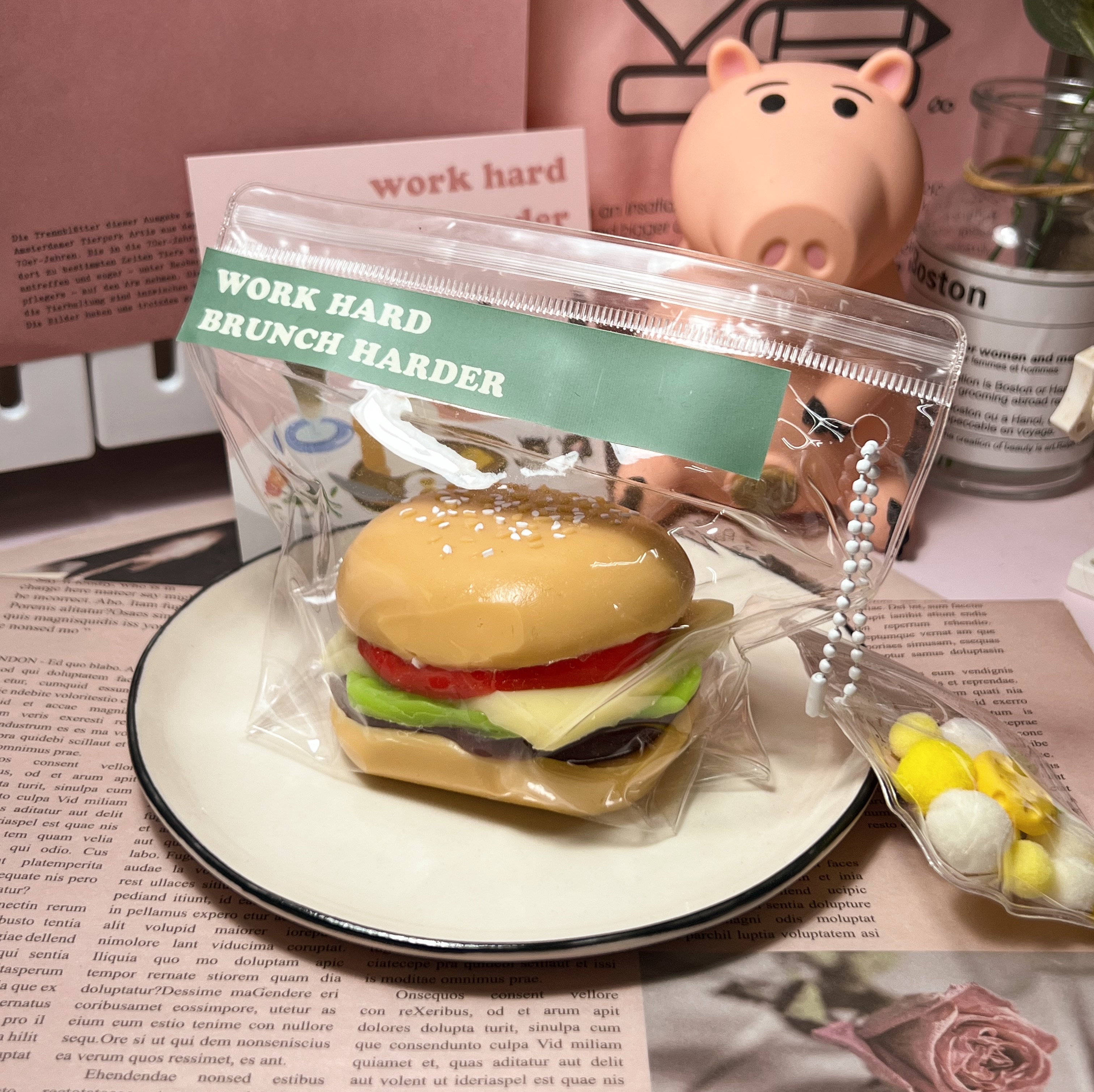 ฅ 艾蜜莉的遊樂園 ฅ  起司漢堡 硅膠 矽膠捏捏 吊卡