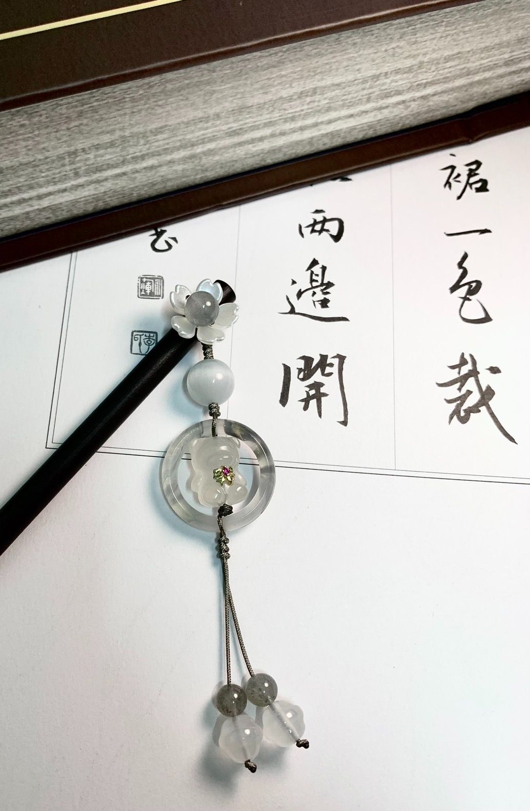【可碰水的髮簪】水墨熊熊