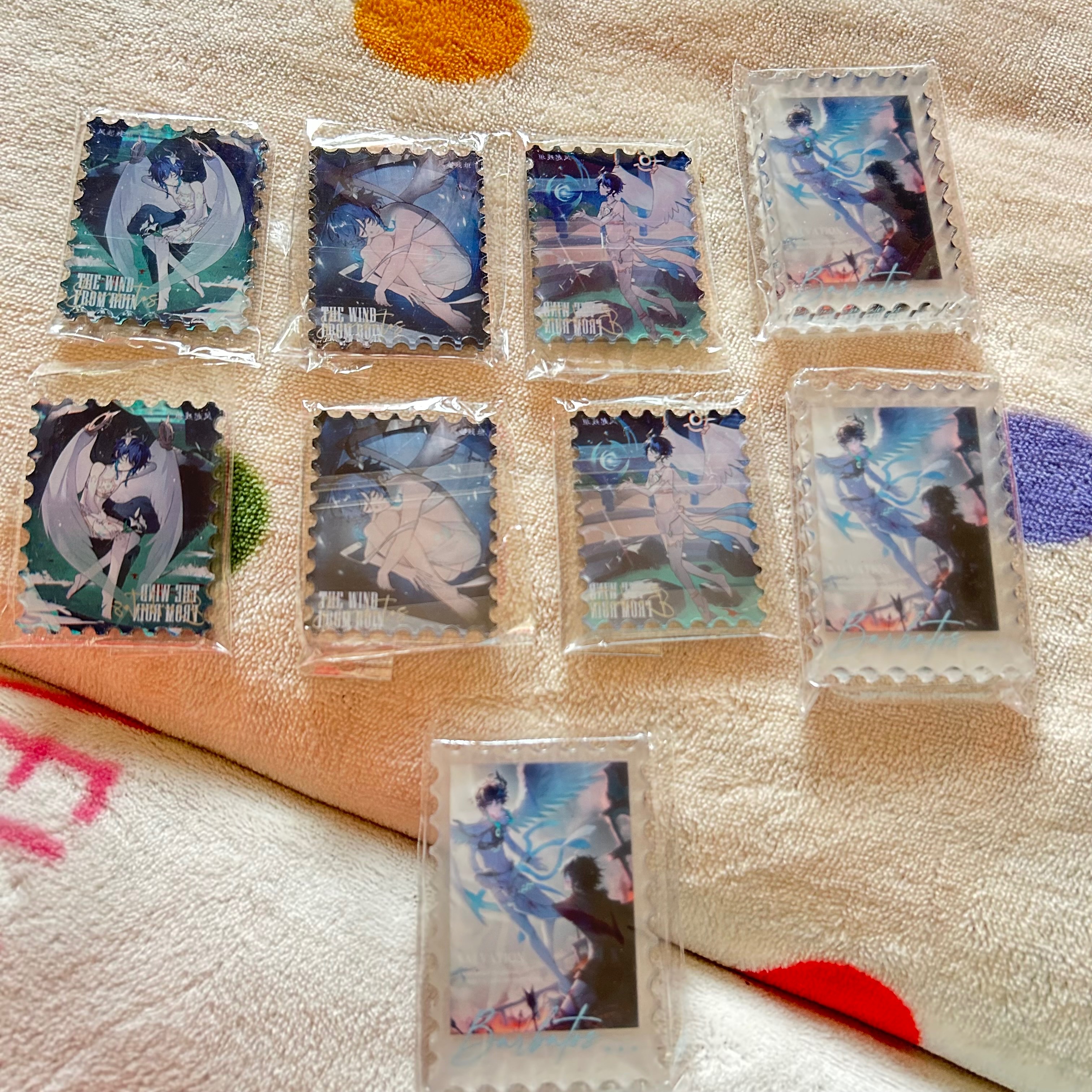 微風與少年 郵票造型小壓克力