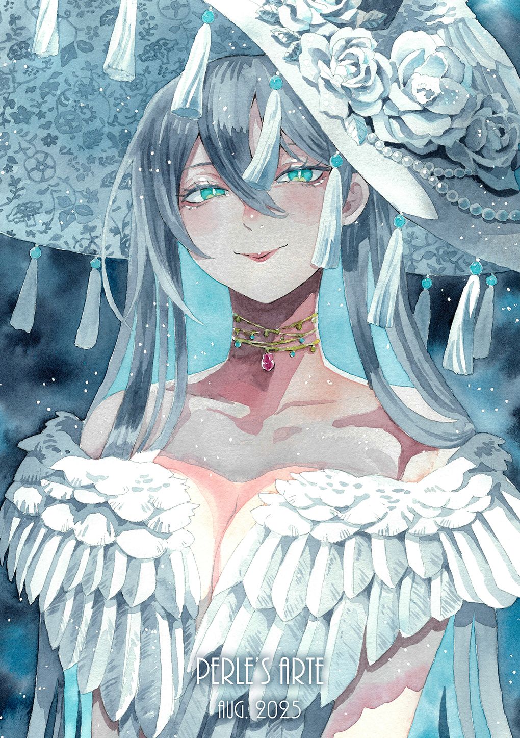 【Perle的魔女手札】水彩A5小海報-純白魔女【原創】