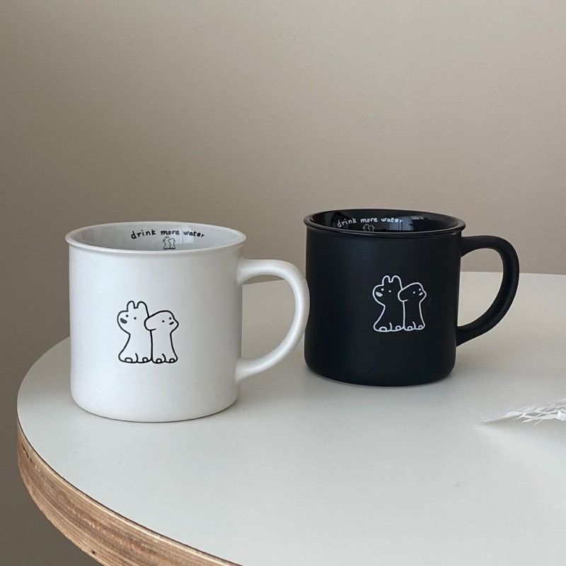簡約可愛狗狗🐶黑白對杯