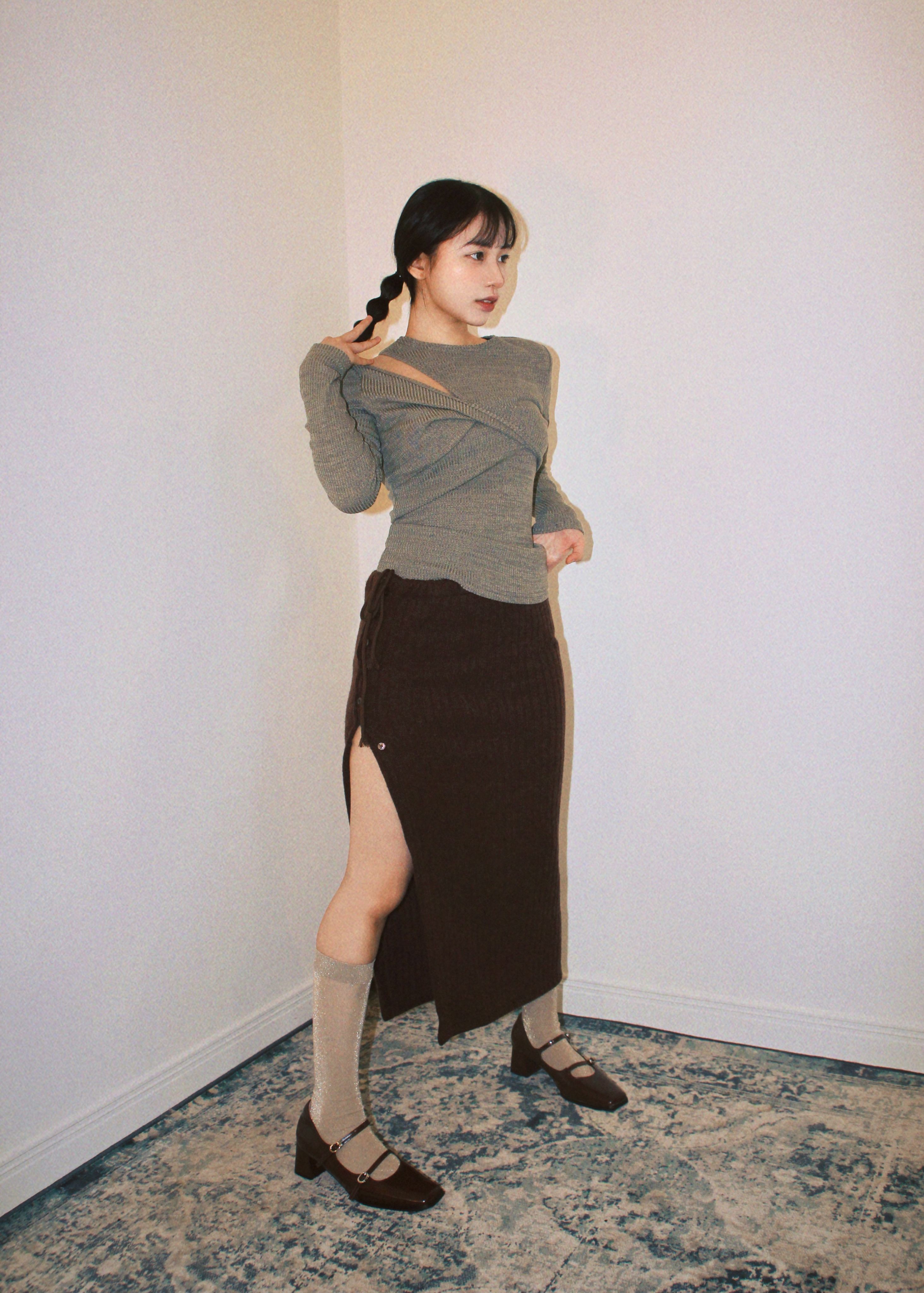 韓版綠色針織長袖