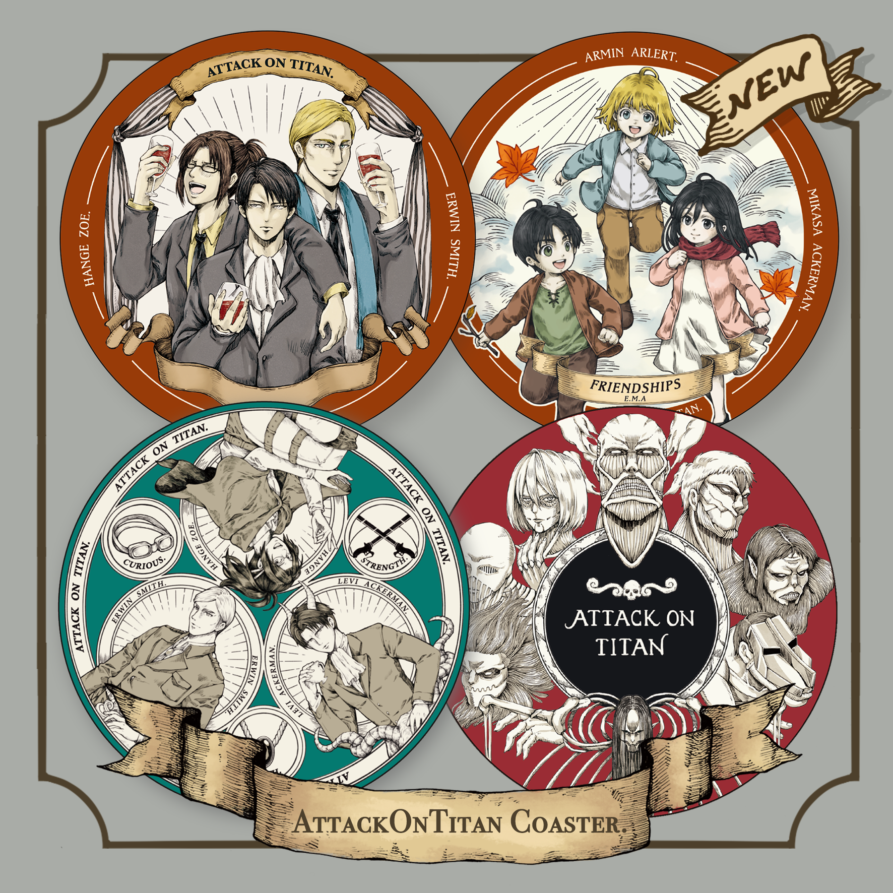 【二創｜進擊的巨人】（幹部組微瑕疵降價）光釉陶瓷杯墊
