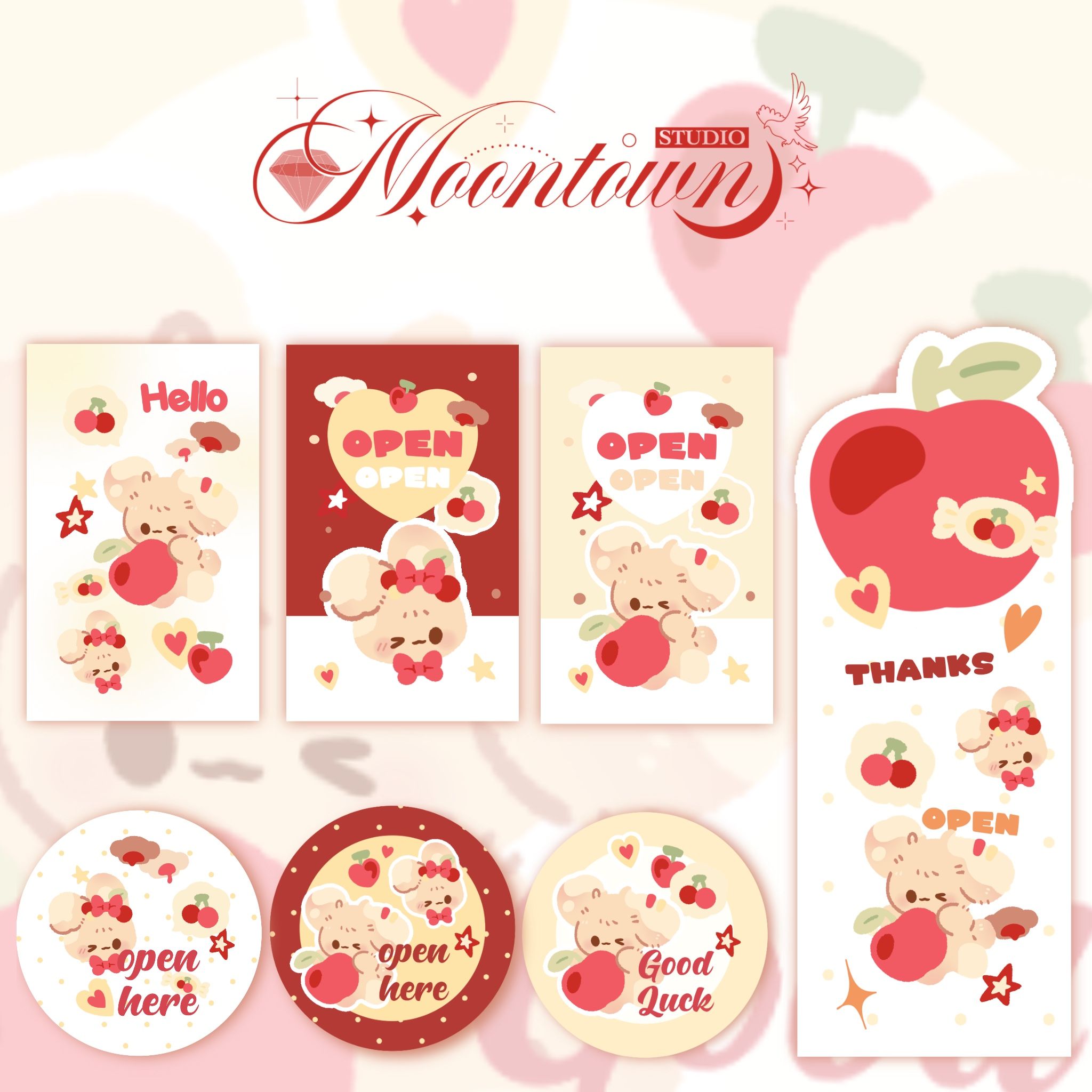 MT🌙蘋果小狗三月新品組合福袋獨家文創封口貼啞膜可愛打包材料少女新可愛貼紙