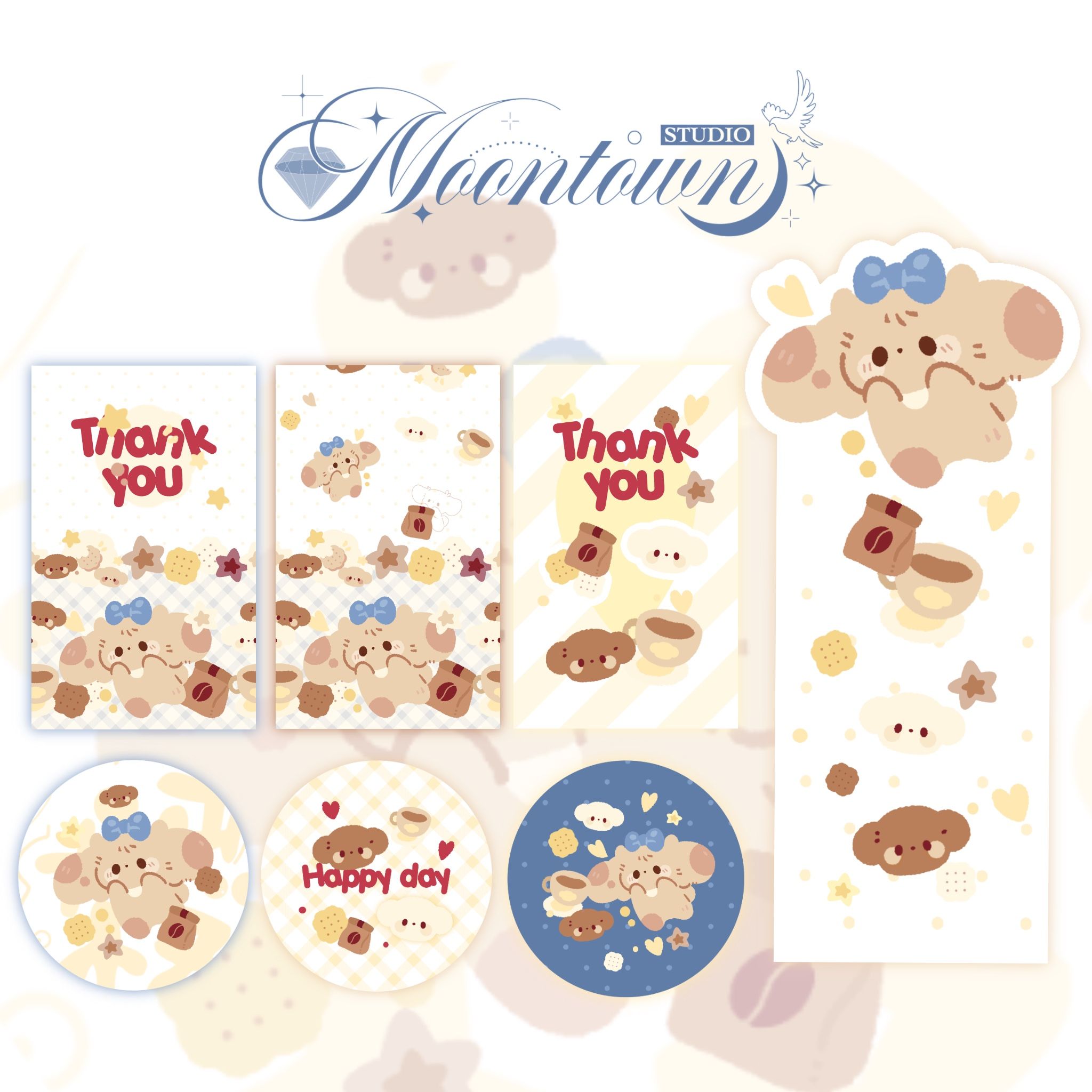 MT🌙下午茶小狗三月新品獨家文創封口貼啞膜可愛打包材料少女新可愛貼紙