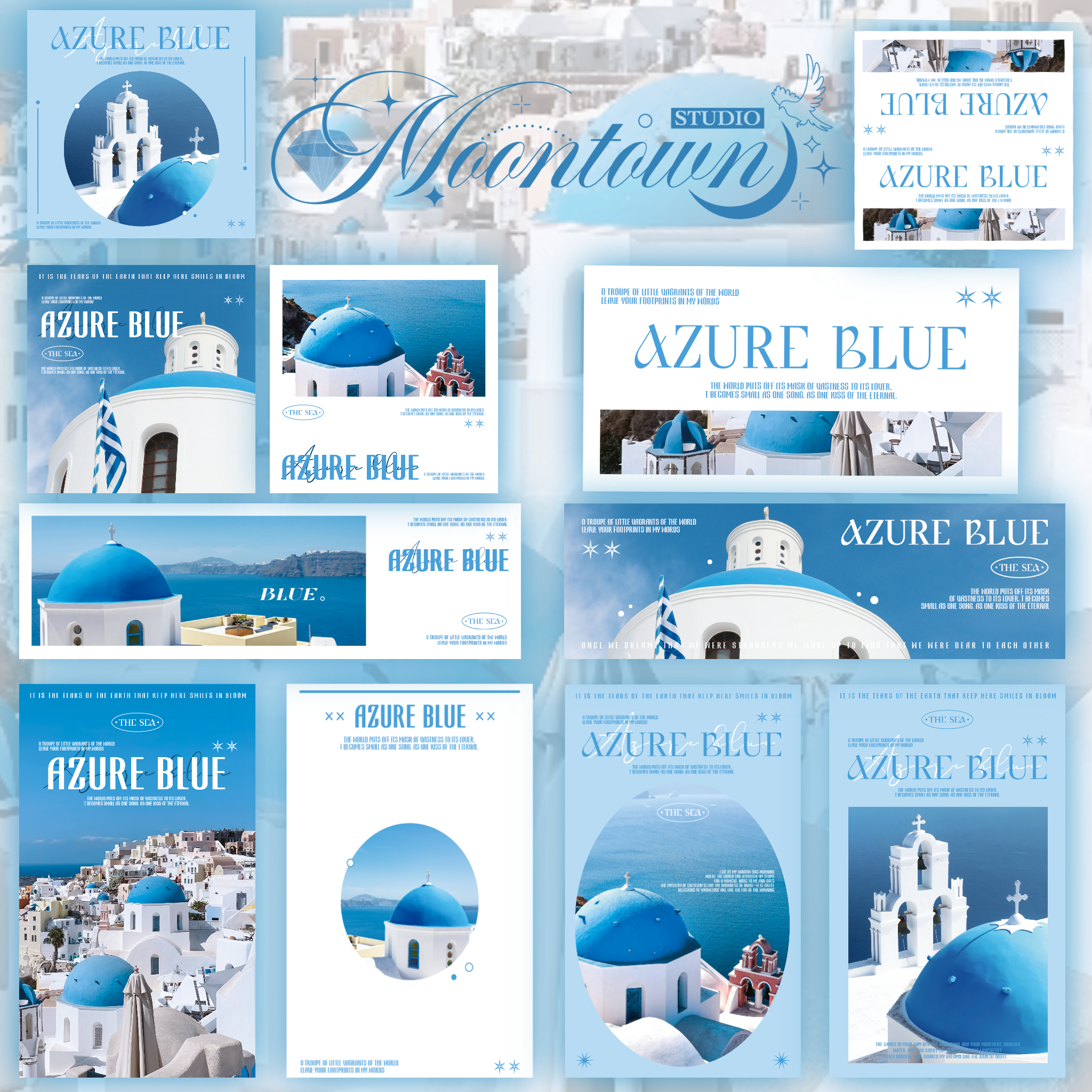 MT🌙 六月新品AZURE BLUE海洋無屬性系列組合福袋獨家文創封口貼亮膜打包材料