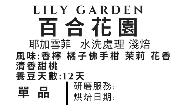 ＜NO.16＞百合花園 水洗處理 淺焙