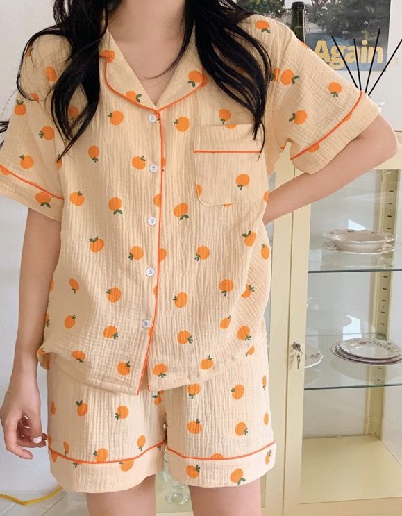 🍊J’eu 橘子短袖套裝 J’eu 귤 요루면 반팔 파자마 잠옷 세트