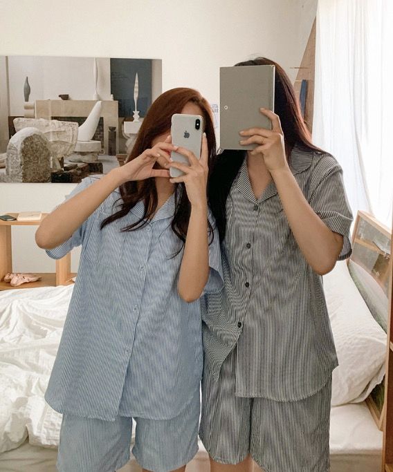 😴 J’eu Sleepy 條紋短袖睡衣套裝 슬리피 스트라이프