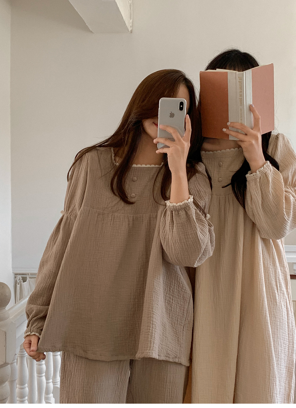 J’eu 메리앤 리본 요루면 파자마 잠옷 세트 3color，2type