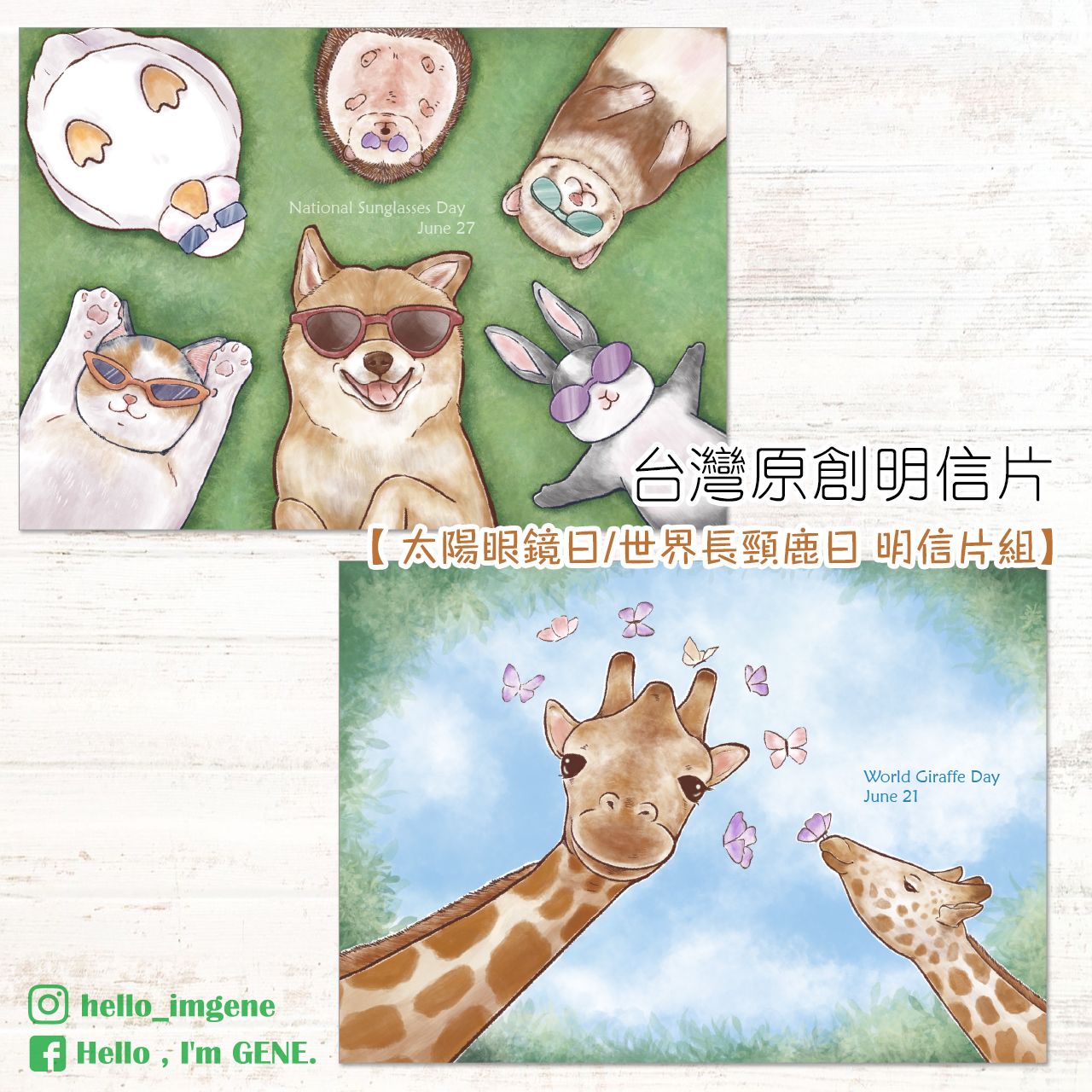世界長頸鹿日/太陽眼鏡日＆長頸鹿航空貼紙