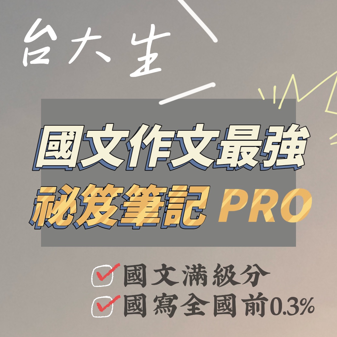 全新PRO版本 台大生 x 全市第一 x 全國特優的60頁學測國文作文祕笈筆記