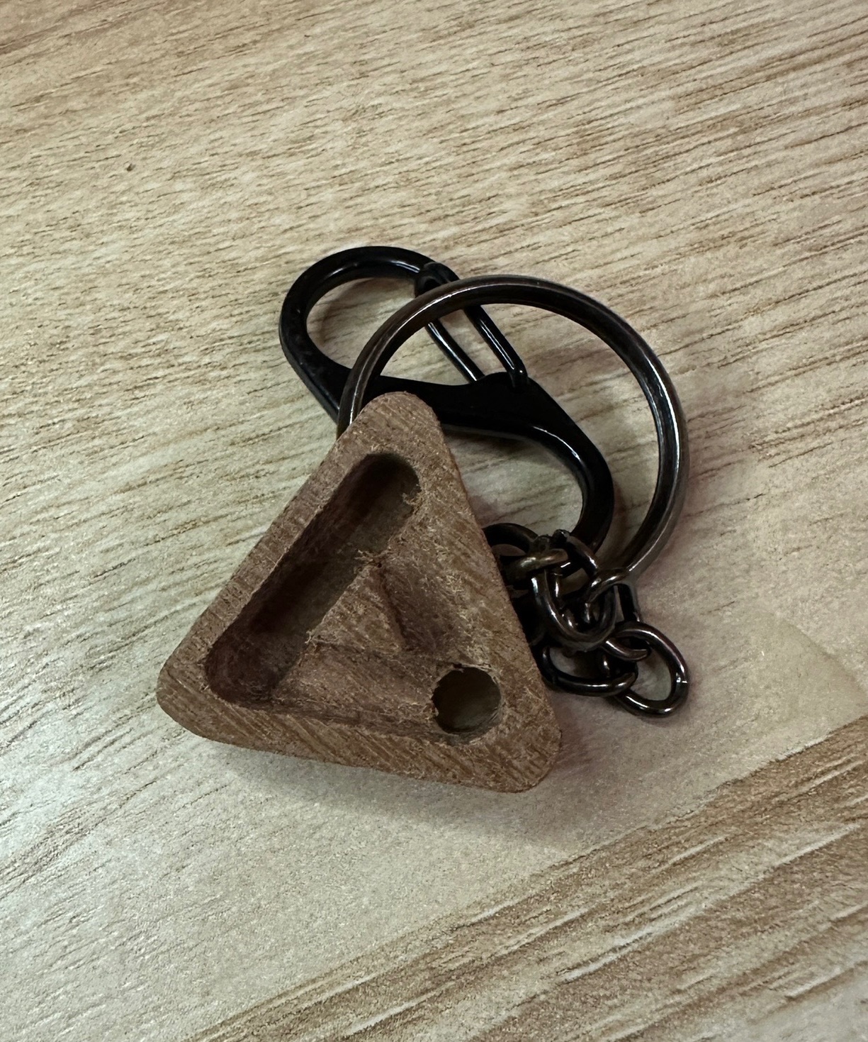 木製-三角訓練器造型鑰匙圈