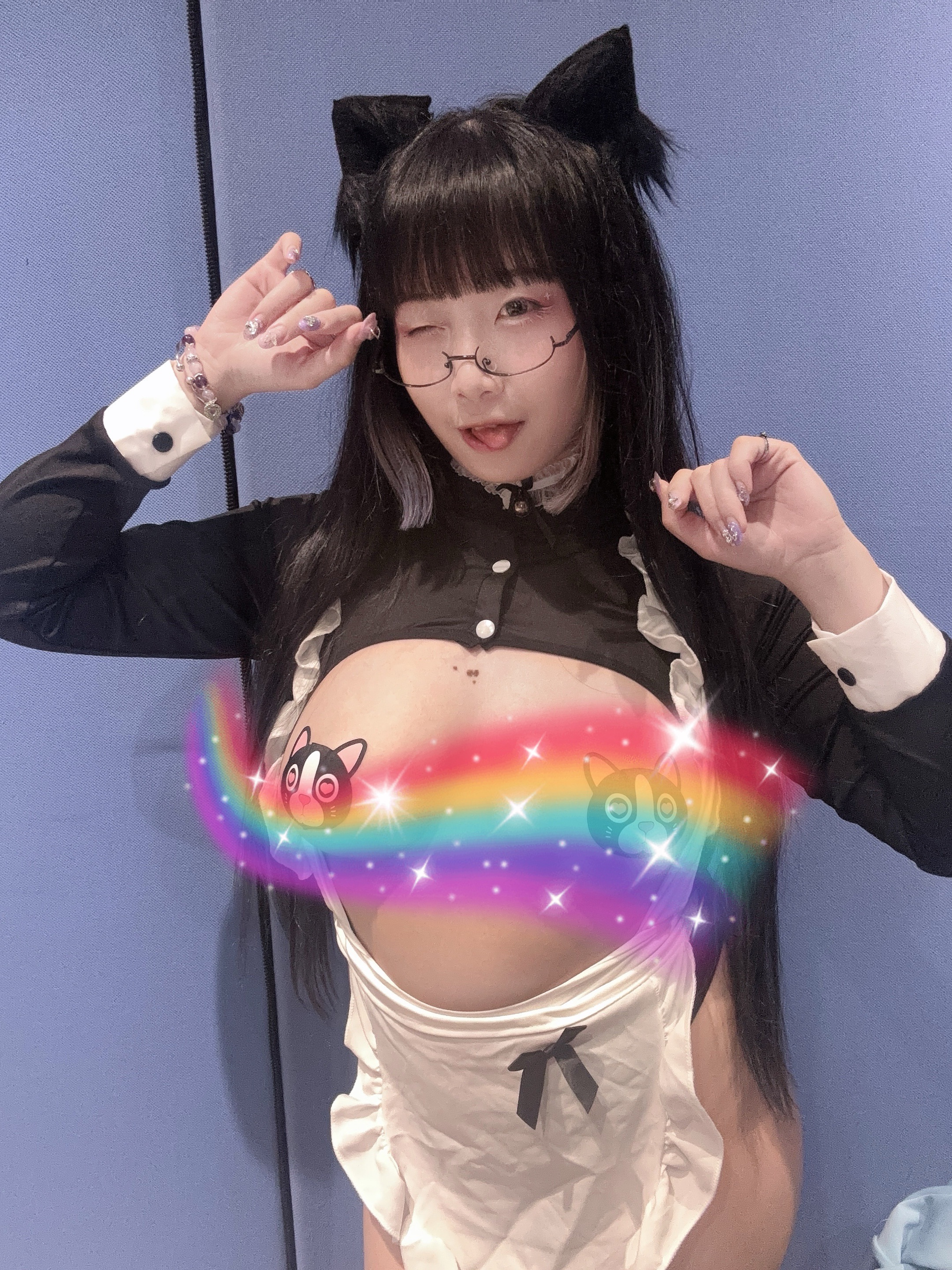 曉愛✦ 黑貓女僕 胸貼款式 . 實品🌈會不見 💜 拍立得 ✞ 手繪拍立得