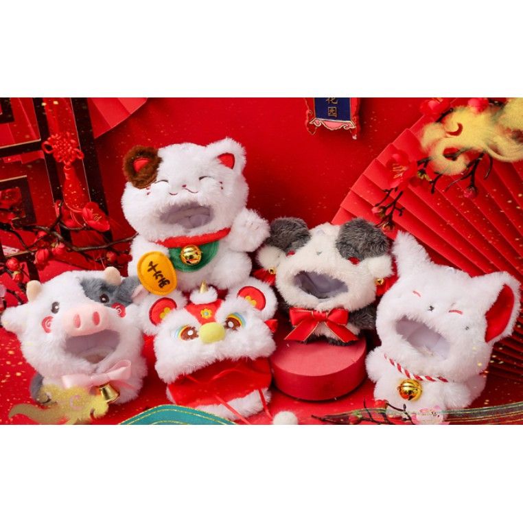 【10cm】紅紅喜氣新年動物裝 招財貓貓 元氣狐狸
