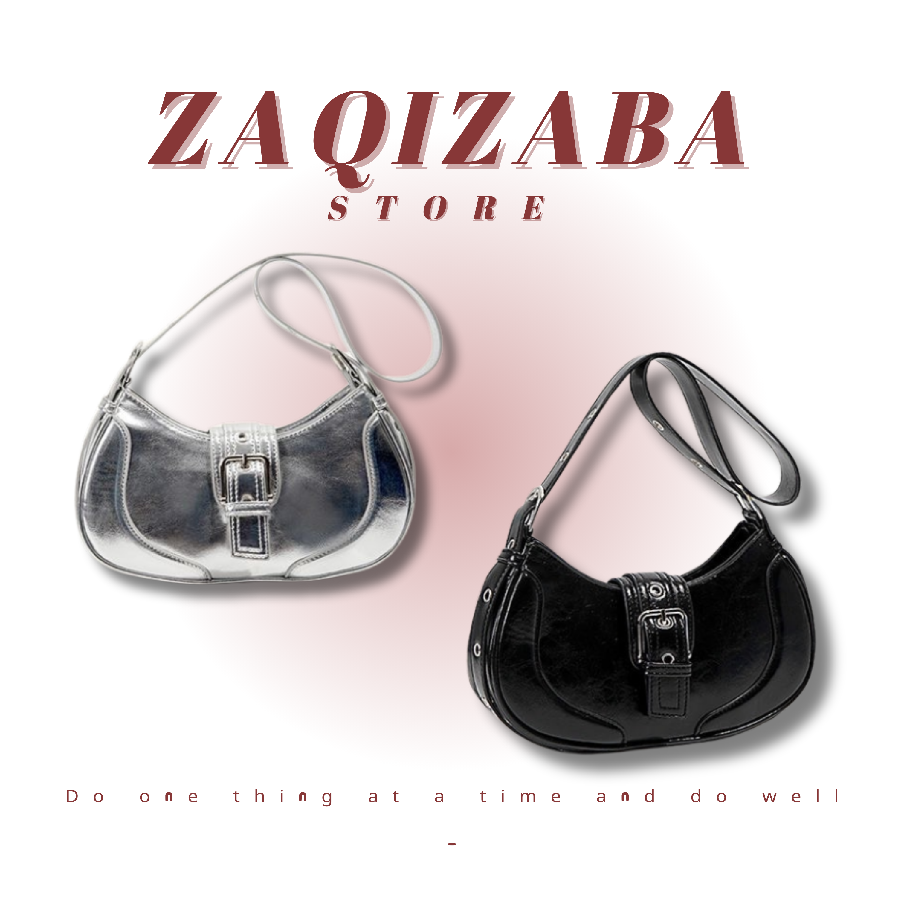 金屬感皮革腋下包