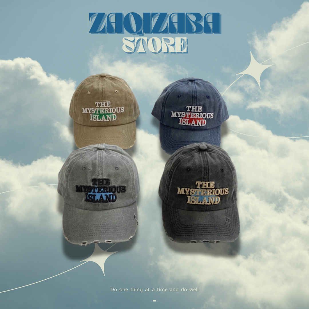 美式水洗做舊風文字鴨舌帽