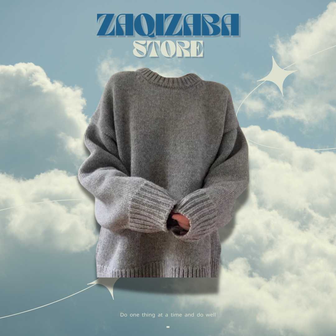 高級灰圓領毛衣