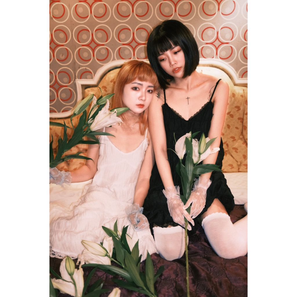 豬肉小姐 日系 唯美 小清新 法式洋裝 細肩帶 蕾絲長洋裝 洋裝