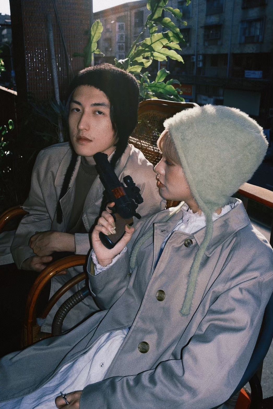 豬肉小姐 日系 復古 毛線 綁帶帽 針織毛海毛 堆堆帽 護耳帽