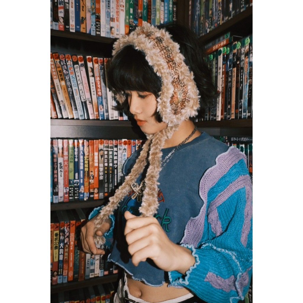 豬肉小姐 復古 日系 森林系 甜美 鉤織毛毛髮帶 漸層 漸層鉤織